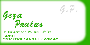 geza paulus business card